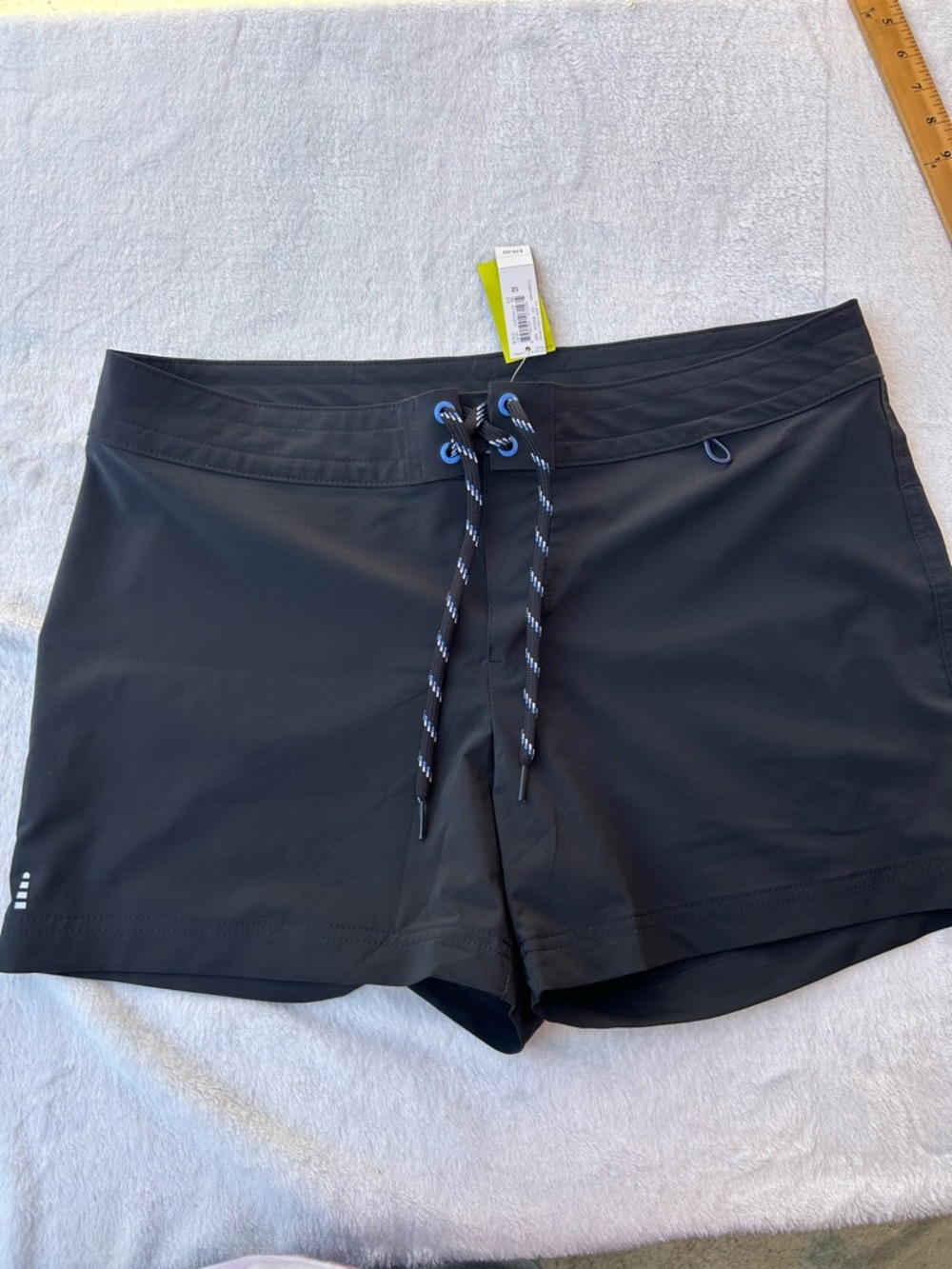 Lands' End Black Athletic Shorts with Blue-Accent Drawcord